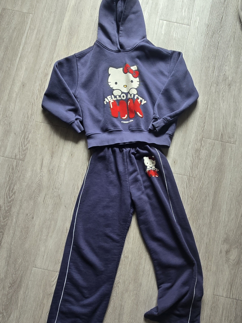 Hello Kitty Navy Blue Hoodie & Joggers Set with Red Accents